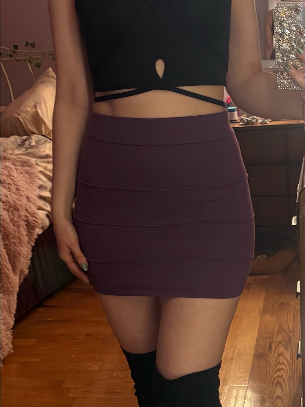 Plum Bandage Bodycon Mini Skirt
